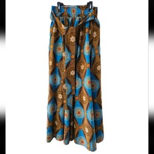 Advance Apparel African Inspired Print  Smocked Skirt Free Size Belted Pockets